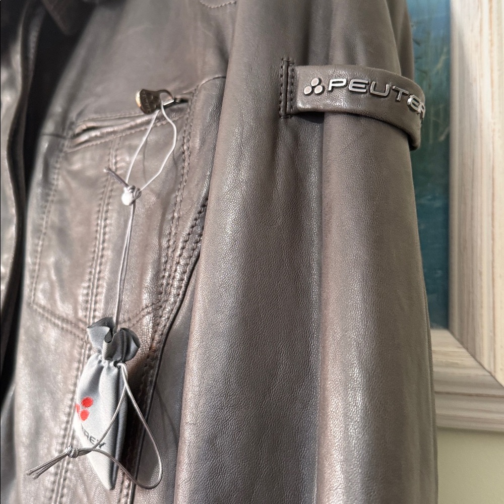 Peuterey "CINDI' taupe Gray leather jacket size 48 - Picture 13 of 14